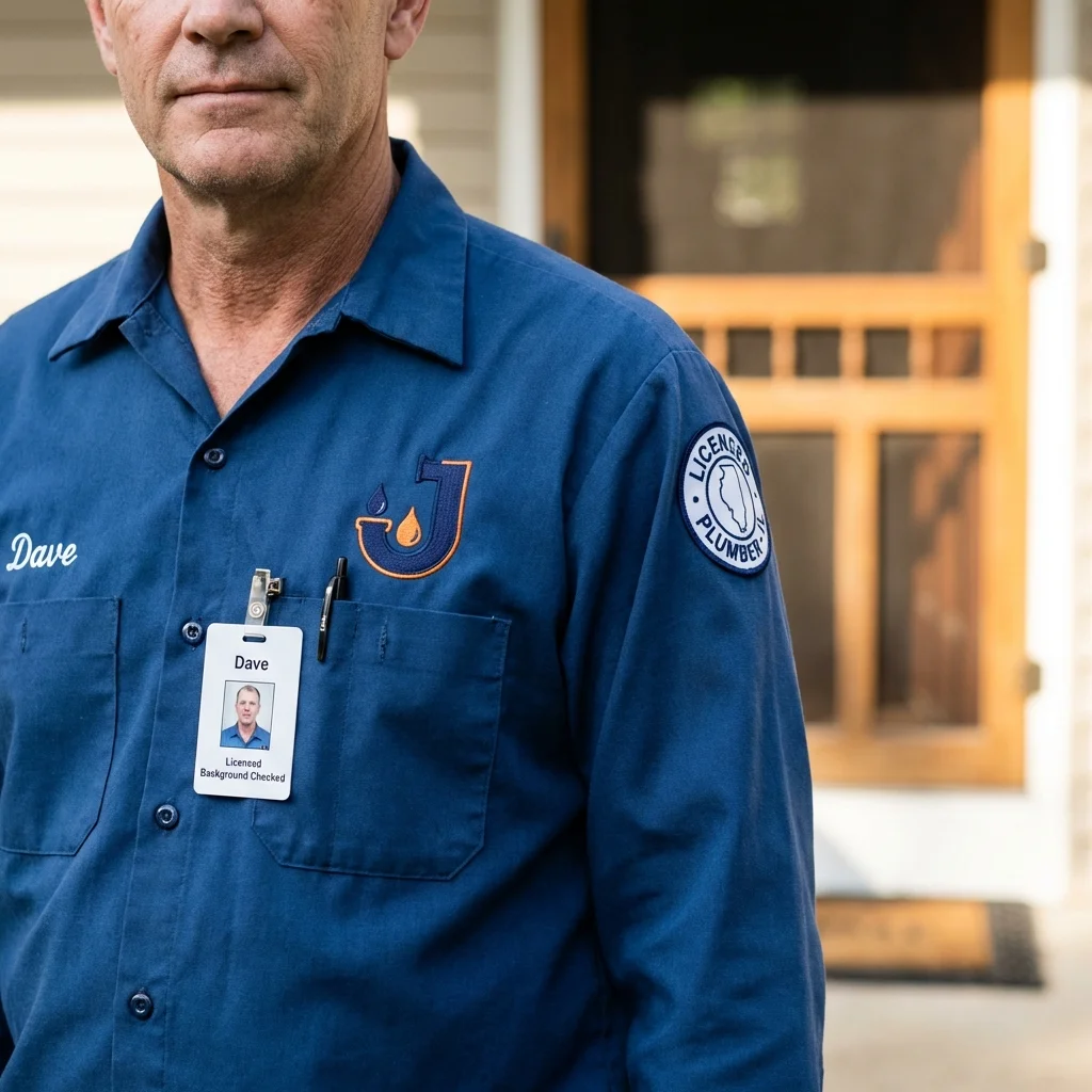 Licensed plumber showing ID badge in New Port Richey, FL
